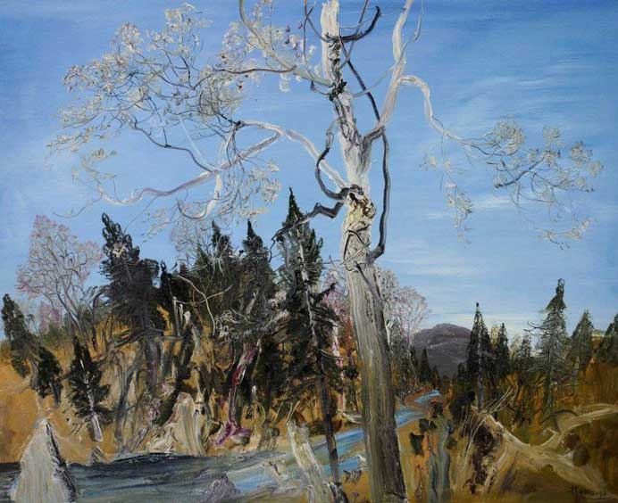 Zhao Kaikun   赵开坤   -  La forêt sur la montagne Changbai  -  Oil on canvas 200 X 100 cm   