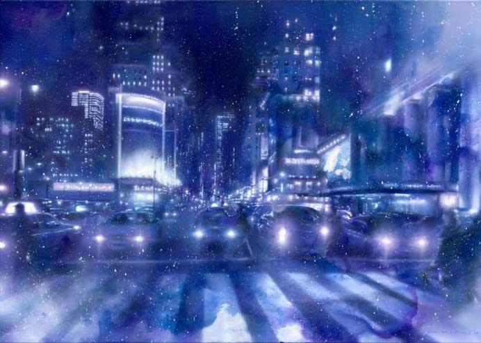 © Lin Bao Ling 林葆靈 - Nocturne in Blue and Purple III