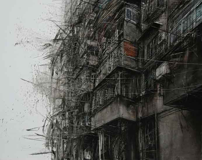 Li Hua  李华  -  Ville en morceaux N°3  -  Oil on canvas  -  2013 