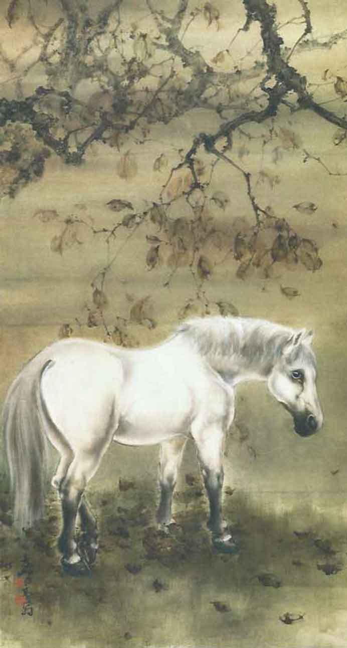  Gao Qifeng  高奇峰 -  White Horse -  ink and color on paper  -  Hong Kong Art Museum   