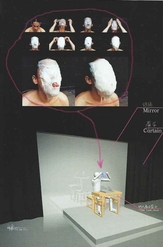  Yu Ji  余极    -  Licking tissues to breathe  -  Performance, video  -  2005 