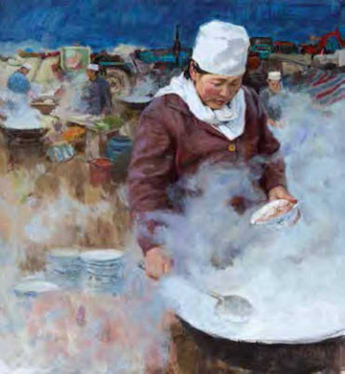 Cao Xinlin  曹新林  -  Lamb Soup -  Oil on canvas  132 X 120 cm 