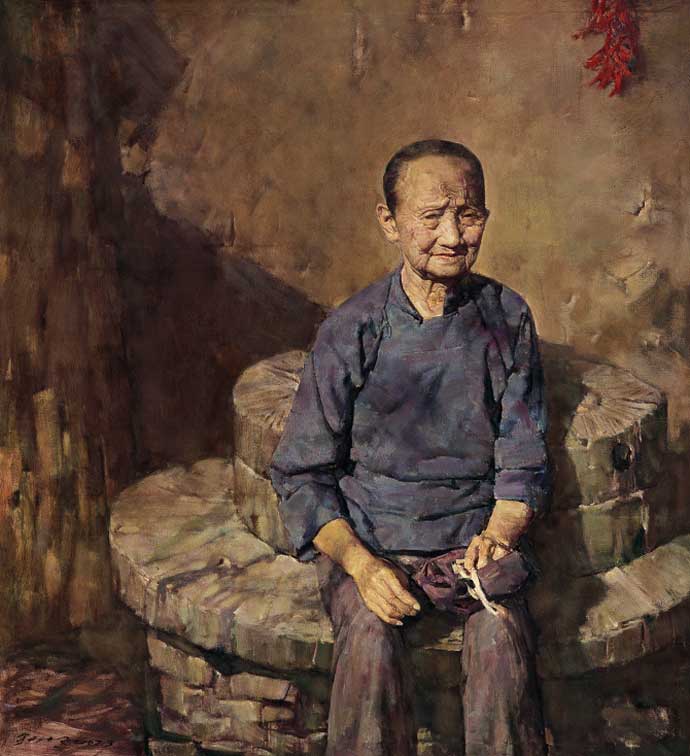 Guo Beiping 郭北平  -  Aging mother  -  Oil on canvas  146 x 130 cm