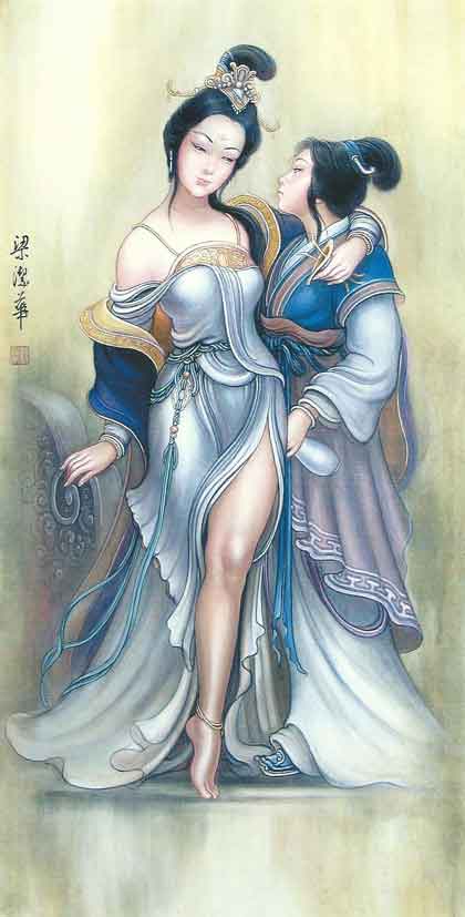 Leung Kit Wah  梁洁华 -  La concubine Yang  -  ink and color on paper  -  2004 