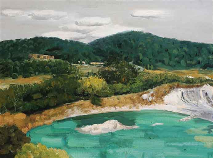  Qin Kunhao  秦鲲皓  -  Hometown Pool Mirror Heart  -  Oil on canvas  -  家乡的水塘 镜心 -  布面油画  