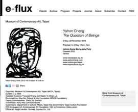 Yahon Chang 張耀煌 - The Question of Beings
09.05 22.11 2015 Istituto Santa Maria della Pietà Venice
- invitation - Yahon Chang 張耀煌 - The Question of Beings 09.05 22.11 2015 Istituto Santa Maria della Pietà Venice - invitation -