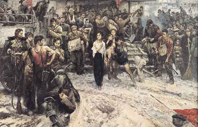 Cheng Conglin  程从林 - A Snow Day in 1968 - oïl painting on canvas 1979  Chinese National Art Gallery  Beijing