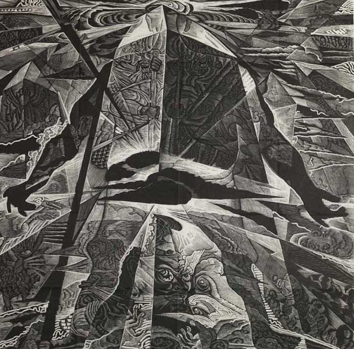 Dai Zhengsheng 戴政生
- A Distant Soung from the East
- woodcut printed with oïl-based ink
© Ashmolean Museum University of Oxford Dai Zhengsheng 戴政生 - A Distant Soung from the East