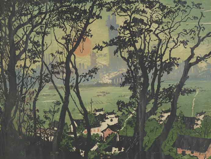 Ding Zhengxian  丁正献 - gravure sur bois  1950  58x76.5cm