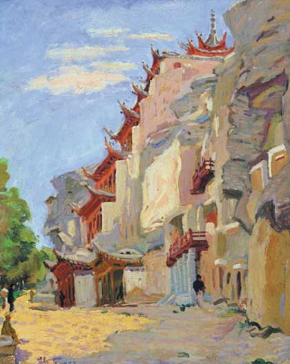Lü Sibaï 吕斯百 - Mogao Grottoes - Oil painting Lü Sibaï 吕斯百 - Mogao Grottoes - Oil painting by Lu Sibaï - Lü Sibai