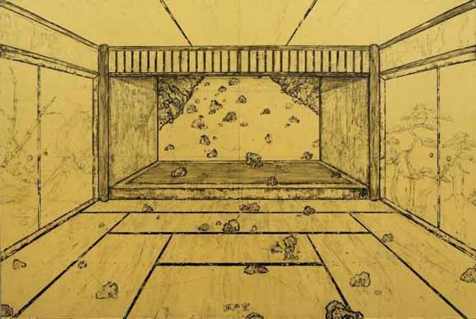 Ni Youyu  倪有鱼 -  Japanese Teahouse  -  Acrylic on canvas  2012