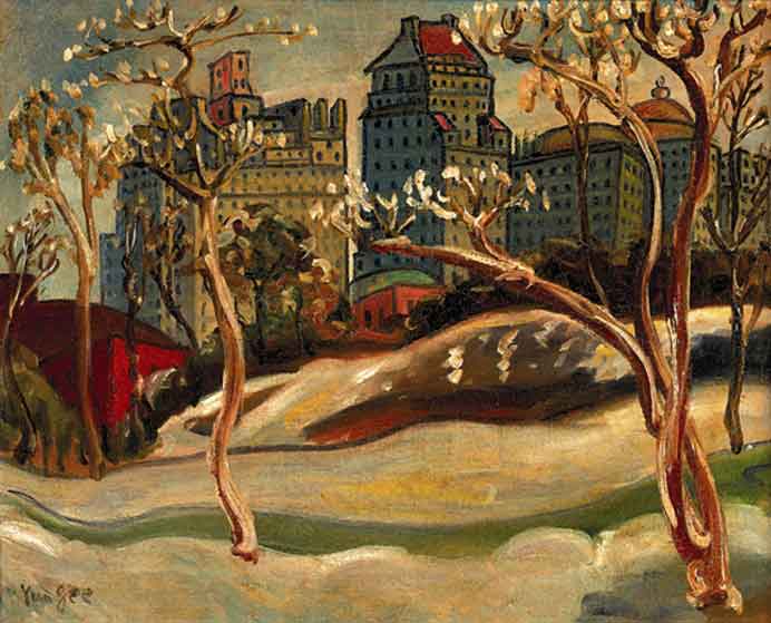 Yun Gee   朱沅芷 - Central Park  Oil on Canvas