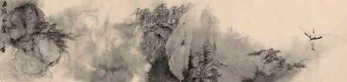 Zheng Li  郑力 - Soaring above the World. Ink on Paper 41 x 172.5 cm  2013   Details.  Image Courtesy of the Artist and Hanart TZ Gallery