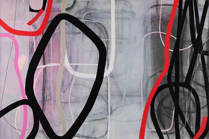 © Zhou Li  周 力   -  Pink-Lines N°2  2017  -   Mixed media on canvas 