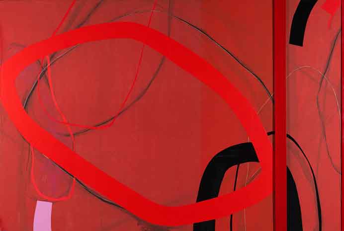 Zhou Li  周 力 -  Red N°4  2017  -    Mixed media on canvas