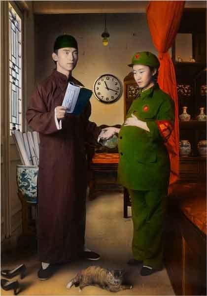 Shi Guowei  史国威   -  Hand colored black and white photo    