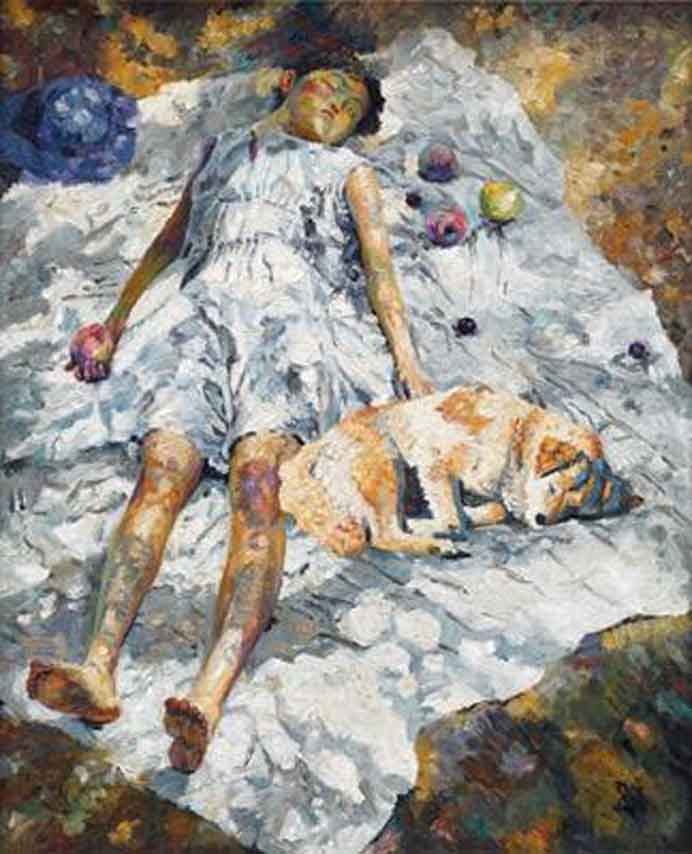 Sun Weimin   孙为民  -  in the shade of trees  -  Oil on canvas  -  2013  