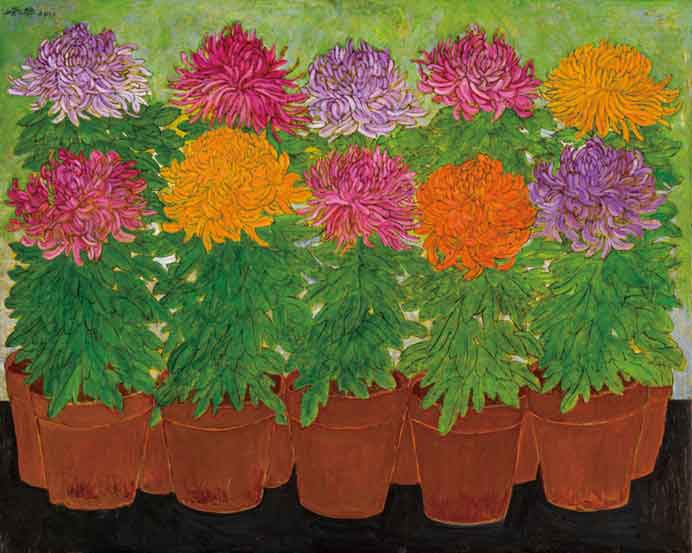 Wu Hao  吳昊   Chrysanthemum in Bloom  -  Oil on linen  -  2011 
