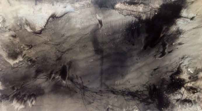  Ye Xingqian  叶星千 -  Boulversement  -  Encre de chine sur tissu 