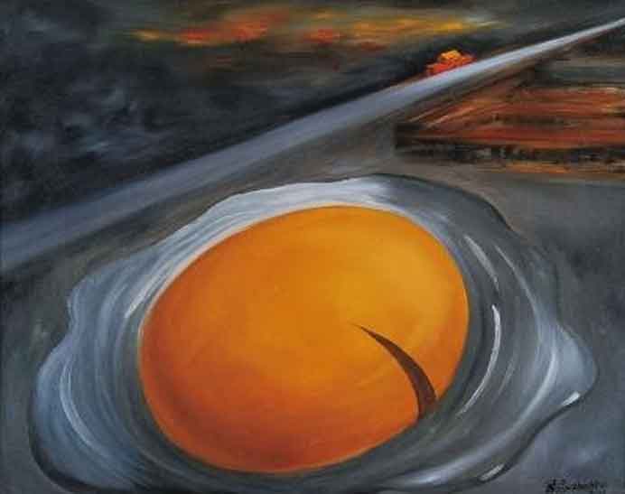 Zhang Nian  张念  -Chinese Dream N°4  -  Egg  -  Oil on canvas  -  2007   