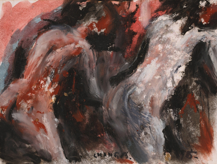  Zhang Wanchuan   張萬傳  -  Two Nude Woman - oil painting on Paper  1975  