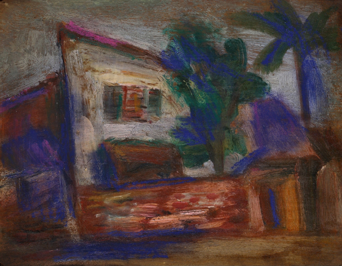 Zhang Wanchuan   張萬傳  -  Gulang Isle Western-style Building - oil painting on Paper  1936  