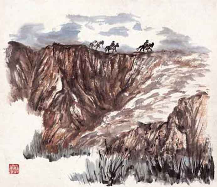 © Zhao Wangyun 赵望云 - Qilian Mountains 祁连山 - on paper - 1962 © Zhao Wangyun 赵望云 - Qilian Mountains 祁连山 - on paper - 1962