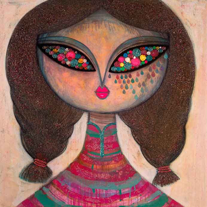 Chang Chin  张琹 -  Glitter N°.1  -  Mixed media on wooden panel  145 x 145 cm  -  2012