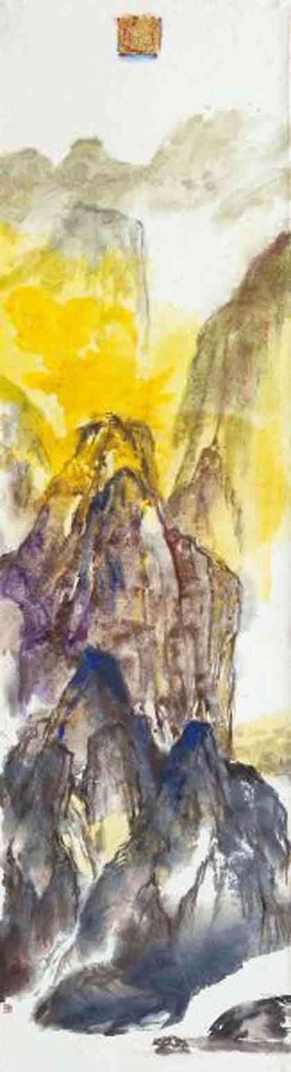 Chen San  塵三  -  御獄 Utaki  -  Ink, composite media  38 x 140 cm  -  2020