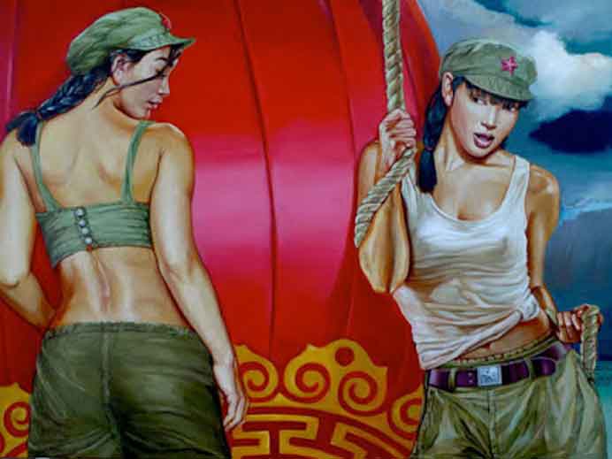 Hu Ming 呼鸣 - The Deep Red Lantern - Oil on canvas Hu Ming 呼鸣 - The Deep Red Lantern - Oil on canvas