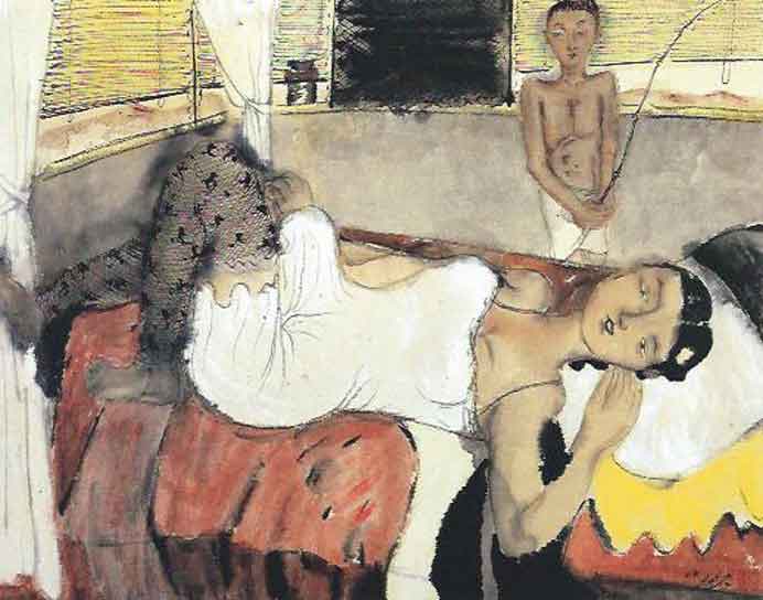  Lei Ziren  雷子人   -  Sleeping Red  -  ink and color on paper  -  2005  