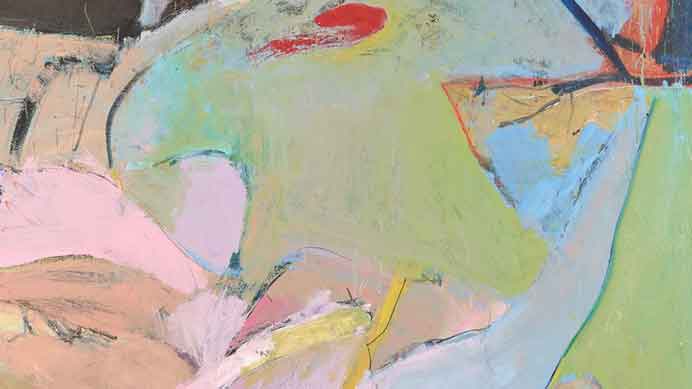 Bernice Bing  李玉冰  -  A Lady and a Road Map, 1962 - Oil on canvas. Asian Art Museum of San Francisco, Museum purchase, 2020.26. © Estate of the Artist. Photograph © Asian Art Museum