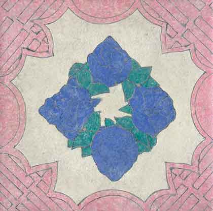 Chen  Yuyu  陈又伃  -  Tile-Blue Flower  -  Acrylic paint, Bees wax  -  2000