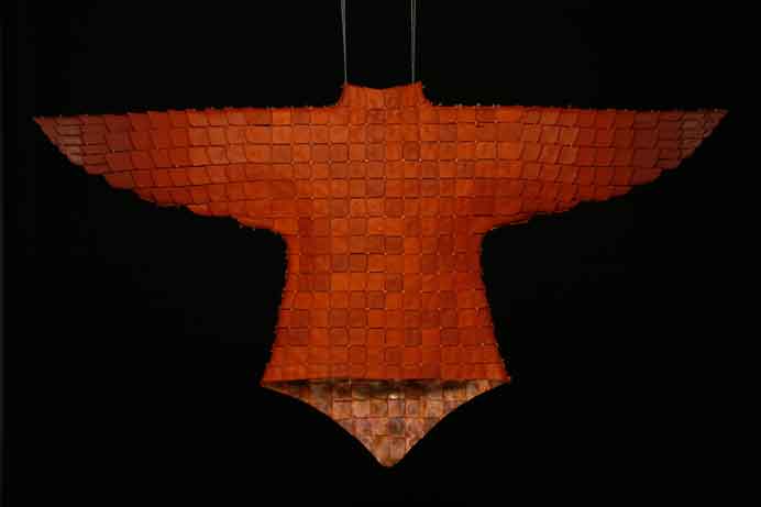 Fiona Wong Lai Ching 黃麗貞 - Earthy Wings - Terracotta and copper plates 90 x 166 x 10 cm - 2007 Fiona Wong Lai Ching 黃麗貞 - Earthy Wings - Terracotta and copper plates 90 x 166 x 10 cm - 2007
