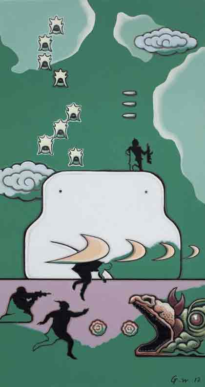 Guan Wei  关伟  -  The Enchantment N°.2  -  acrylic on linen 90 x 48 cm  -  2012