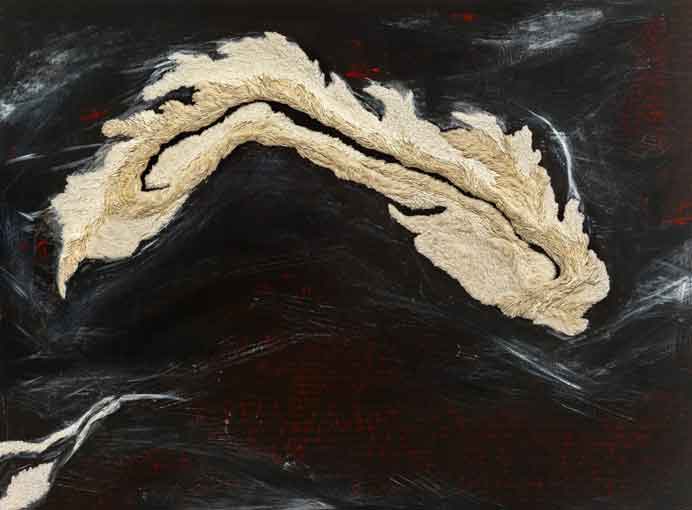 Hayoon Jay Lee  李钟顺   -  Emotive Movement  -  rice, modeling paste, acrylic  -  2022