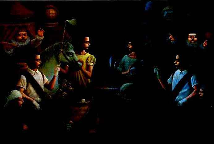 Ji Yiwei  吉一瑋    -  Triumph of the east Journey to the west  -  Oil on canvas 120 x 90 cm x 2  -  2014 