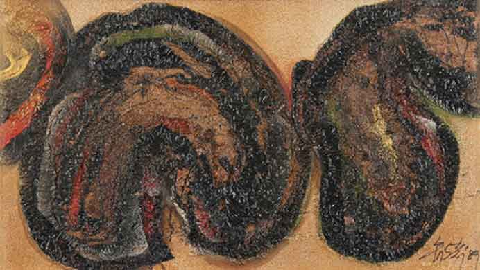 Lee Shi-ChiInk Talk 0415  -  A Passage to Solitary Darkness 8902  -  Mixed Media  45 x 80 cm  -  1989 