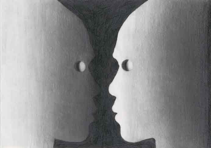 Liao Wenfeng  廖文峰   -  Two Faces with Two Balls  -  Pencil on Paper 20 x 28 cm  -  2017 