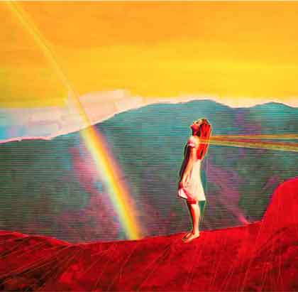 Lin Jingjing  林菁菁  -  China Dream: Waiting for a Miracle  -  Print, acrylic and thread on canvas 130 x 130 cm  -  2015