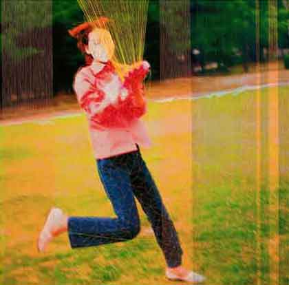 Lin Jingjing  林菁菁 -  Paradise  -  Print, acrylic and thread on canvas 130 x 130 cm  -  2015
