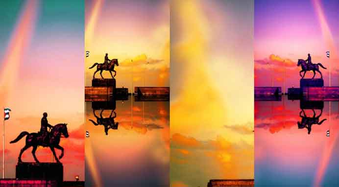 Lin Jingjing  林菁菁  -  Before the Thunder Rolls  -  Acrylic, print, silk screen thread on canvas 220x 400 cm (220 x 100 x 4)  -  2019