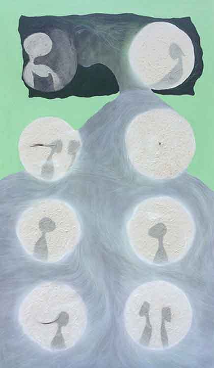 Liu Lifen  刘丽芬  -  That Time  -  mixed media on canvas 150 x 90 cm  -  2008