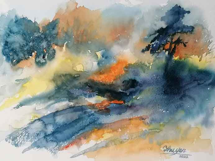 Lucie Zhu Yan  朱燕  -  Untitled  -  Watercolor  -  2022   
