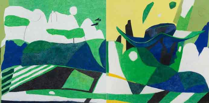 Miao Miao  苗妙  -  Mountain Cable Car  -  Oil, pigment, wax, acrylic on canvas  2 x 150 x 150 cm  -  2022