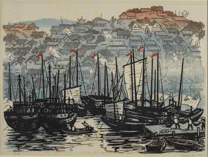 Yang Xianrang 杨先让 - Village de pêcheurs - Peinture Yang Xianrang 杨先让 - Fish Village - Painting