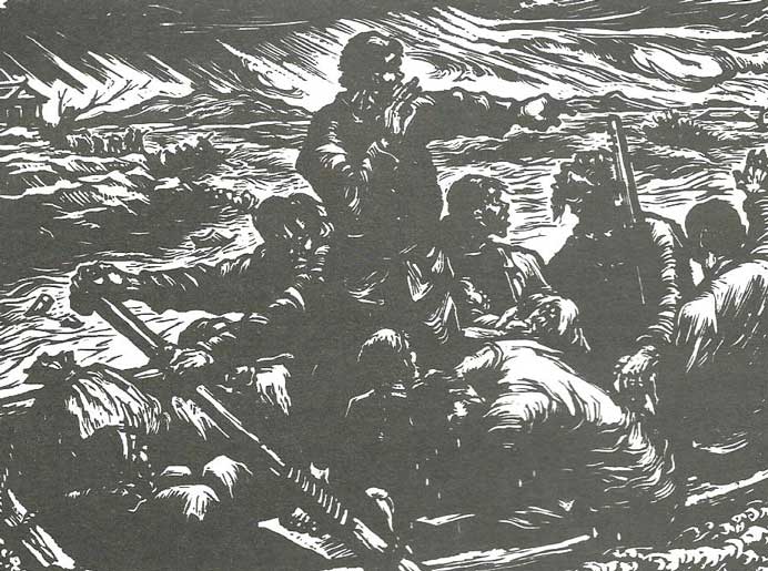 Ye Fu 野夫 - Inondation - Bois n. & b 18 x 24.2 cm Ye Fu 野夫 - Inondation - Bois n. & b 18 x 24.2 cm