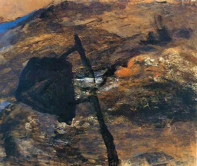 Yen Ding-Sen  顏頂生  -  A Mantis's Egg at the Tip of Mulberry Tree  (Which can be made into chinese medicine)  -  Acrylic / Magnetic Clay  60.5 x 72.5 cm