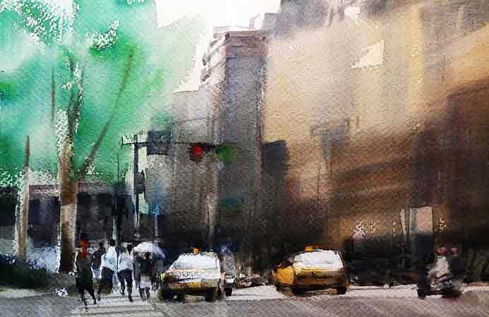 Zhang Guohua 張國華 - Hurriedly - Watercolor on paper 45.5 x 30.5 cm Zhang Guohua 張國華 - Hurriedly - Watercolor on paper 45.5 x 30.5 cm