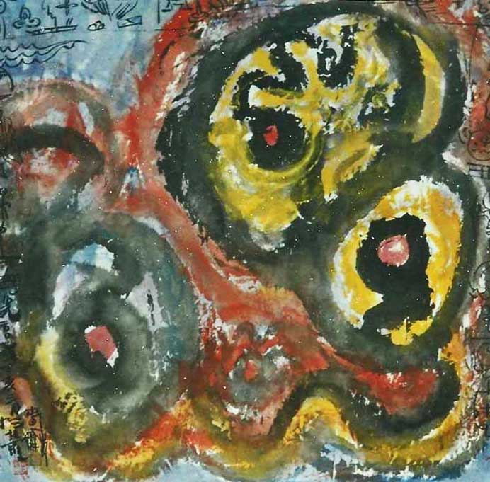 Zhang Chunhe  张春和  -  The Sprouting and Moving of Life  -  ink an colors on paper Collection Michel Nau  